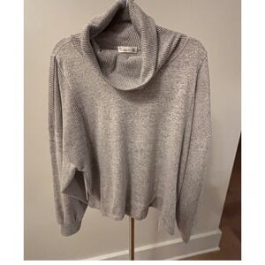89th & Madison Womens Heather Gray Cowl Neck Drop Shoulder Knit Sweater XL
